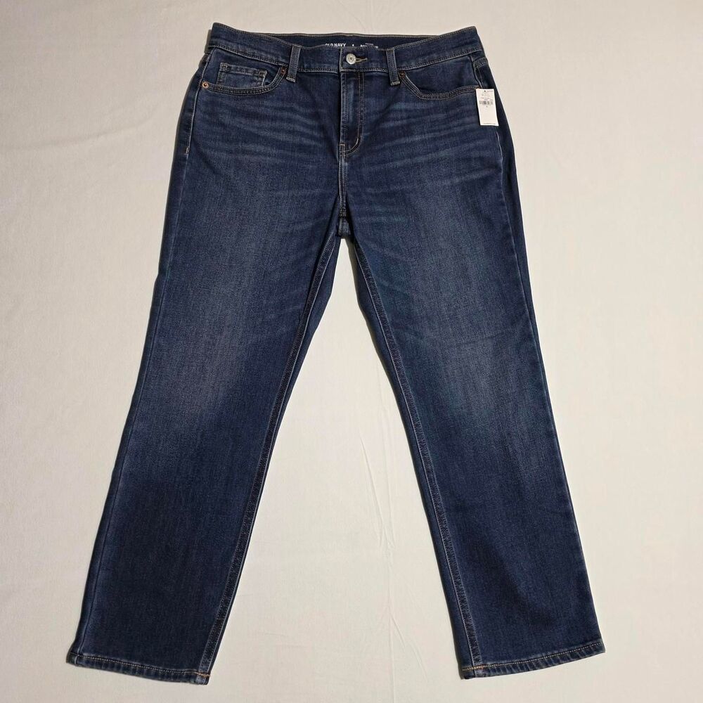 NWT Old Navy Mid-Rise Boyfriend Jeans Dark Wash Size 8 Women's